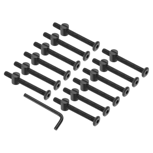 PATIKIL Tornillos Para Litera M6 X 60mm, 12 Piezas Juego De Tornillos Con Cabeza Hexagonal Y Tuercas Para Muebles Y Camas Incluye 1 Llave Hexagonal, Negro