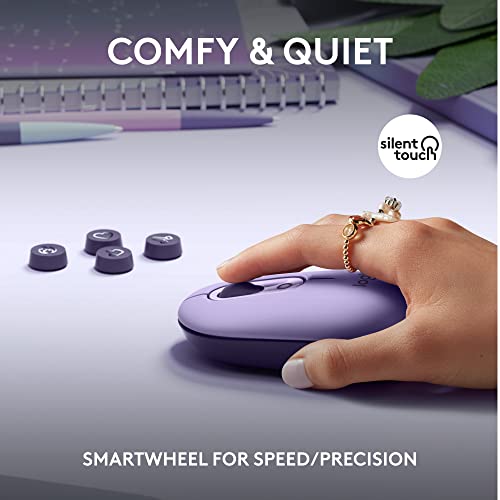 Image of Logitech POP Keys + POP Mouse - Wireless Keyboard and Bluetooth Mouse Combo with Typewriter-Style Mechanical Keys, Emoji Features, Cute Compact Design - Cosmos