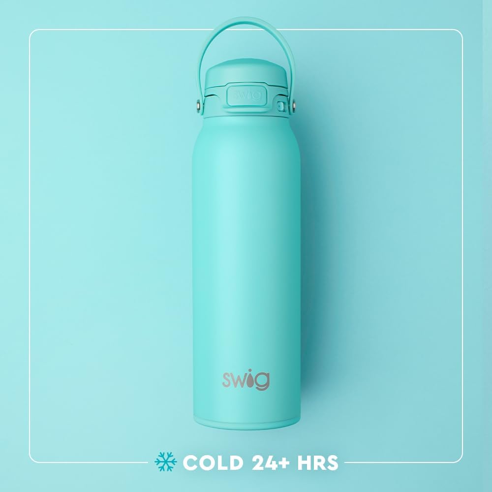 Swig Life 32oz Insulated Water Bottle, Travel Water Bottle with Straw and Lid, Cup Holder Friendly Bottles, Stainless Steel 32 oz Tumbler, Reusable Lid (Sweet Pea) - Image 5