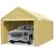 ADVANCE OUTDOOR 10x20 ft Heavy Duty Carport with Removable Sidewalls and Doors, Adjustable Height Car Canopy Garage Party Tent Boat Shelter with Reinforced Poles, Beige