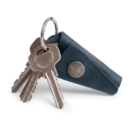 Image of Hide & Drink Full Grain Leather Wrap Keychain, Organizer Snap Closure, Key Ring Cover, Silencer Sleeve Key Holder for Men