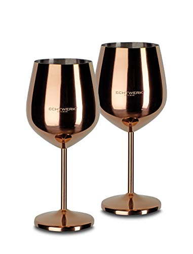 ECHTWERK Bicchieri da vino infrangibili in acciaio inox, bicchieri da degustazione, bicchieri da campeggio, bicchieri da cocktail, robusti, infrangibili, in rame, 2