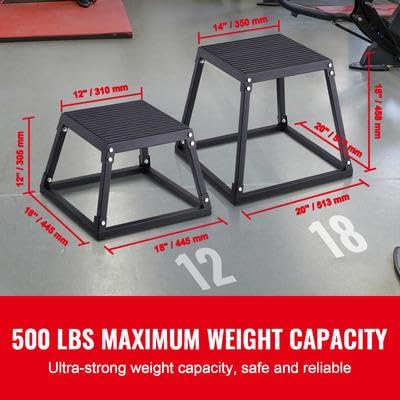 Happybuy 18 Inch Plyometric Jump Box, Steel Fitness Plyo Box, Anti-Slip Platform for Home Gym Training, Strength Conditioning, 500 lbs Capacity, Black