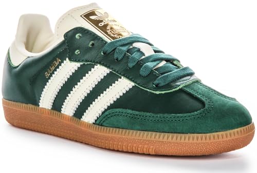 adidas Samba Og Women's 3-Stripes Retro Contrast 70S Trainers (Green, US 5)