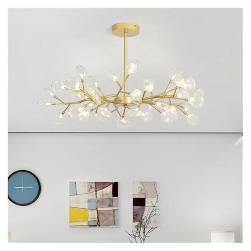 Lustre de plafond à LED design branche dorée, luminaire décoratif d'intérieur premium