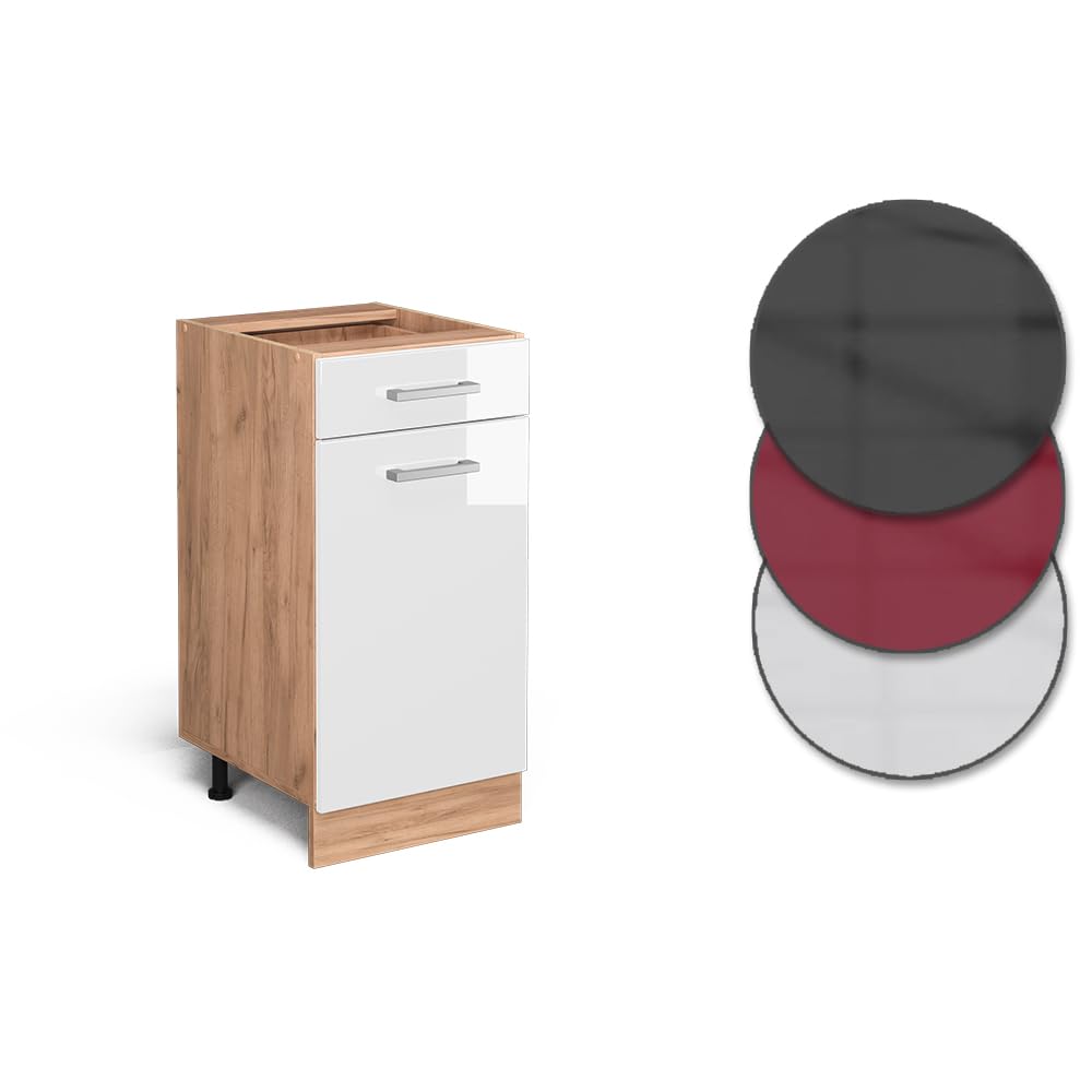 Vicco Mobiletto base per cucina R-Line, Bianco lucido, 40 cm senza piano di lavoro, per la libera combinazione all'interno di sistemi cucina modulari