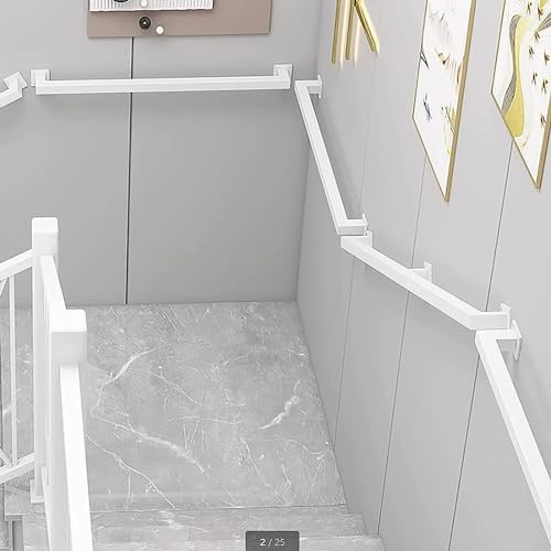 Rampe d'escalier en fer forgé : main courante carrée blanche chic - 5