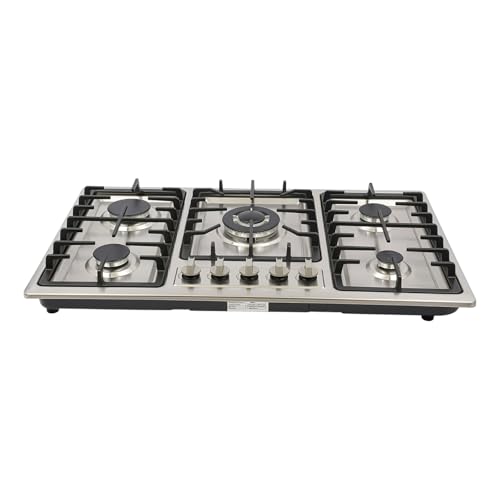 SFYEI - Placa de gas (5 focos, acero inoxidable, 86 cm)