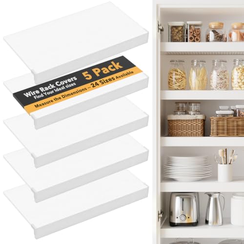 Image of SpaceAid Wire Shelf Covers for Pantry Rack, 30 inch W x 16 inch D, White 5pcs | PVC Wire Rack Cover for Pantry and Closet Shelving, Durable Shelves Liner for Kitchen, 0.31-inch Thick Waterproof