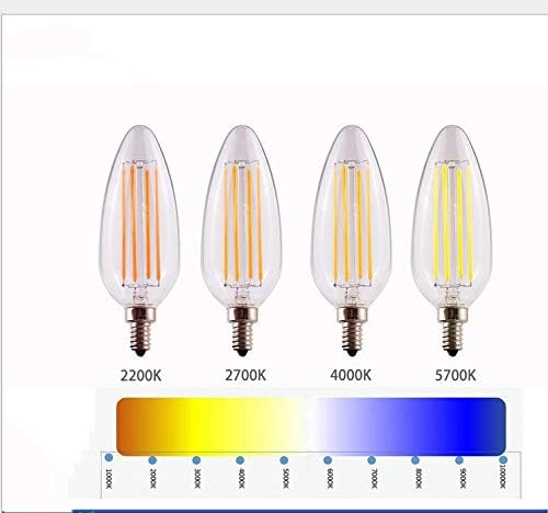 Best to Buy (6-PACK) 6W Dimmable LED Filament Candle Light Bulb,5000K White 600LM,E12 Candelabra Base Lamp Bullet Top,60W Incandescent Replacement