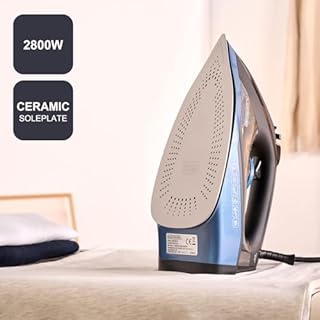 Black+Decker BXIR2801E - Ferro da stiro a vapore, 2800 W, ceramica, 180 g/min di vapore, vapore continuo a 45 g/min, funzione autopulente, doppio filtro anticalcare, spegnimento automatico, blu, oro