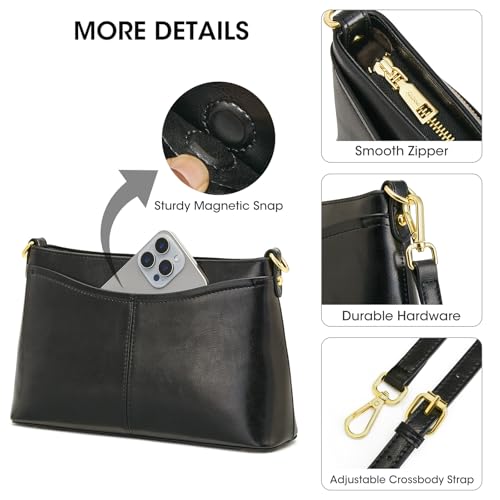 Image of Kattee Genuine Leather Crossbody Bags for Women Small Shoulder Purse Handbags with 2 Detachable Straps 6 Card Slots