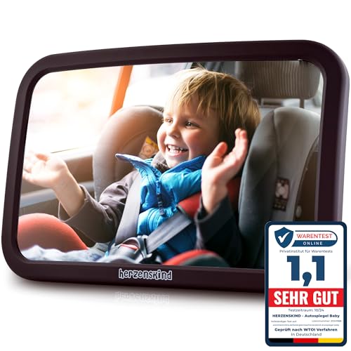 HerzensKind XXL Autospiegel für Babys im Rücksitz. 25% größer für...