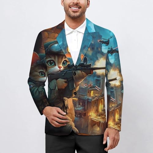 Cat Mens Blazer Lightweight Sport Coat Two Button Suit Jackets2