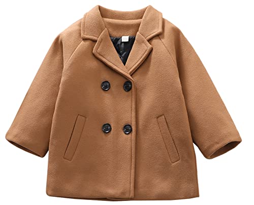 Image of Aivtalk Toddler Boy Winter Warm Peacoat Double Breasted Trench Coat Wool Blend Dress Coat Outerwear with Pocket for Little Kids