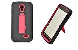 FastSun Kickstand Hybrid Armor Cover Phone Case for LG Lucid 3 III VS876 AS876 VS 876 (Black-Red)