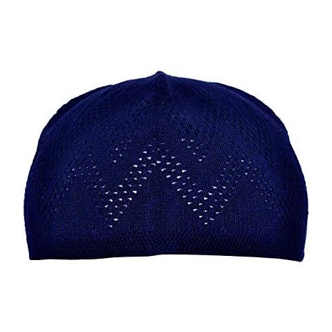 Manaal Enterprises Namaz Topi Turkey Prayer Cap Taqiyah Kufi Skull Beanies Hat Men Size : 21,22,23 Inches Stretchable can Wear (Blue) Cover