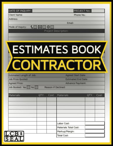 Estimate Book Contractor: Job Order Form Log Book, Keep Record of Your Clients, Track Business Projects, and Dot Diagram Sheets for Taking Measurements