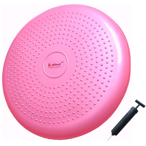 Image of AppleRound Inflated Wobble Cushion with Hand Pump, Air Stability Board (Extra Thick), Core Balance Disc for Adults, Sensory Wiggle Seat for Kids, Flexible Seating for All Age, 13.5in / 34cm Diameter