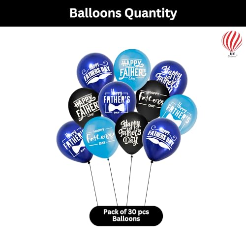 Image of HK balloons Rubber 30Pcs Happy Fathers Day Decoration Item Perfect Best Dad Celebration Party Supplies & Decor Dad'S Special Day Gift Decor For Father'S Day Celebration, Multicolor