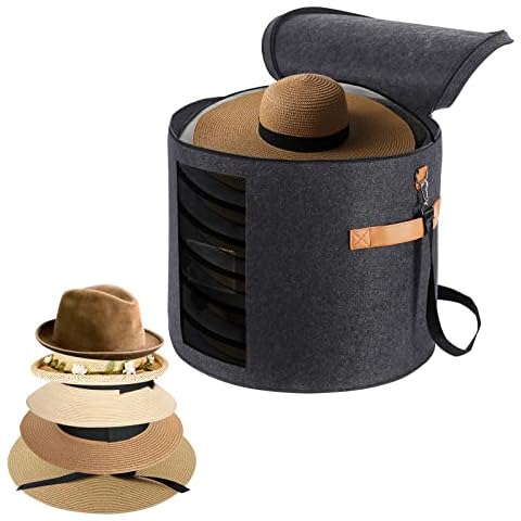 Caja grande redonda para sombreros Ohiyoo con tapa Cover