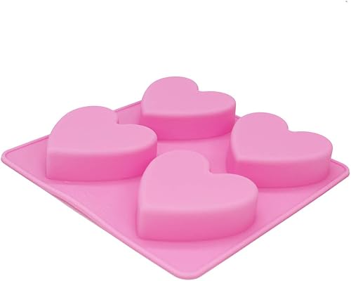 Miniatura 2 de X-Haibei Molde de silicona de galletas de muffin de jabón en forma de corazón de 4 cavidades para moldes caseros 2.5 oz por celda, diámetro de 2.5