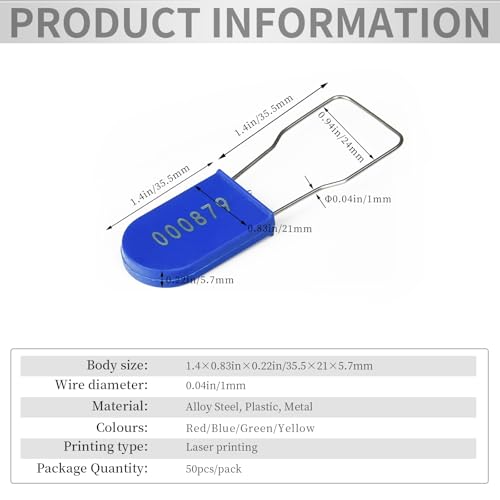 Image of Plastic Wire Padlocks Numbered Security Seal Plastic Padlock Electric Meter Seals Disposable Anti-Tamper Locks (Blue, 100 PCS)