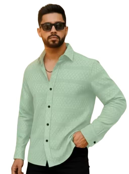 Image of Men Solid Casual Collared Shirt Breathable Comfortable Regular Fit Modern Stylish Everyday Fashion Outfit