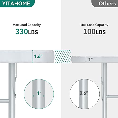 Yitahome 48 Inch Round Folding Table For Outdoor/Indoor, Heavy Duty Folding Plastic Table W/Thick Table Top And Sturdy Metal Frame, Ideal For Party Picnic Camping Bbq Events, White #TOP5