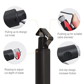 GROWORD Round Cable Stripper Tool - Adjustable Cutting Depth Jacket Slitter - Fast & Precise Removal - 3/16" to 1 1/8" Diameter