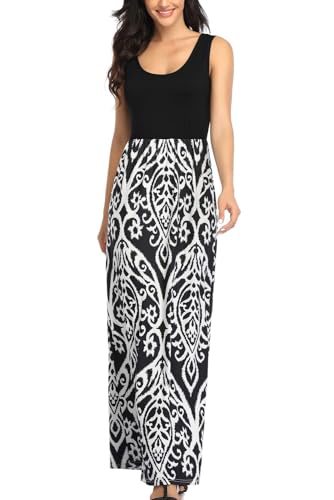 Image of Lacavocor Womens Summer Maxi Dress Tank Top Sleeveless Long Dresses