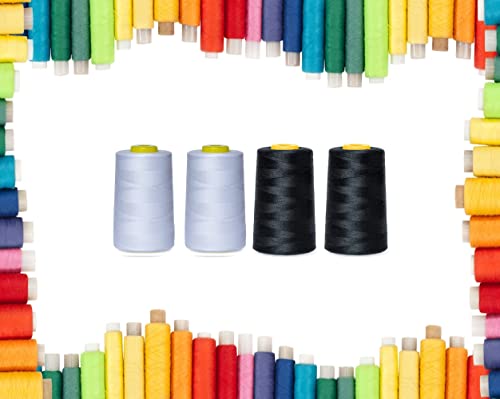 Rohans Overlock Yarn 40/2 (120), 5000 Yards (4570 Meters) Sewing Thread Cones, Sewing Machine Multi Colour Yarn Cones