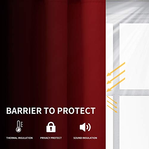 Image of Easy-Going Blackout Curtains for Bedroom, Solid Thermal Insulated Grommet and Noise Reduction Window Drapes, Room Darkening Curtains for Living Room, 2 Panels (52x63 in,Christmas Red)