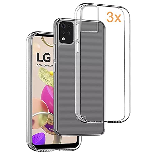 REY 3X Funda Carcasa Gel Transparente para LG K52 - LG K62, Ultra Fina 0,33mm, Silicona TPU de Alta Resistencia y Flexibilidad