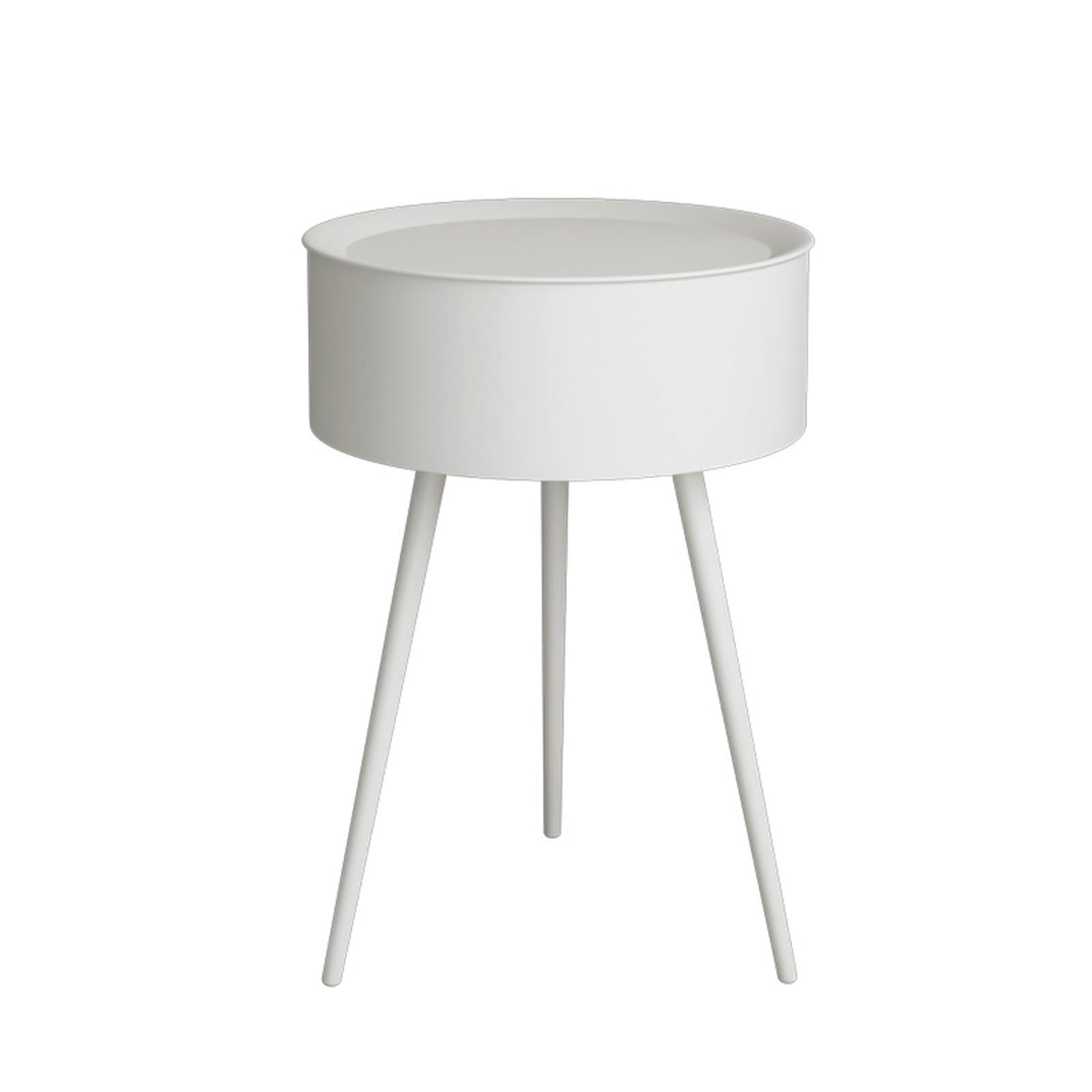 Table de chevet en fer forgé ronde blanche pour optimiser un petit espace nuit
