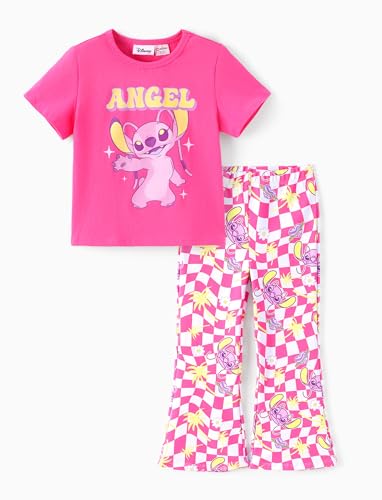 Image of Disney Frozen Princess Minnie Stitch Girl Clothes Long Sleeve Knot Front Sweatshirt Flare Pants Fall 2 Piece Outfit 2-9Y