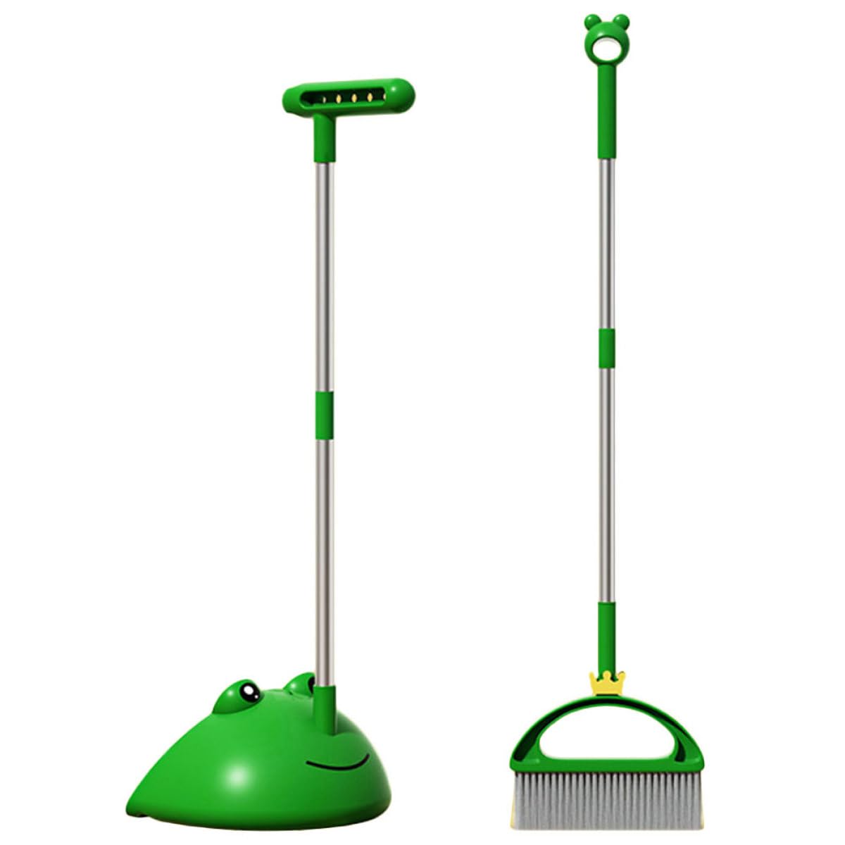 Juego de Escoba Infantil Recogedor Verde, Mango Ergonómico y Material PP y Pet, Adecuado para Limpiar Pisos y Cualquier Superficie Hogar