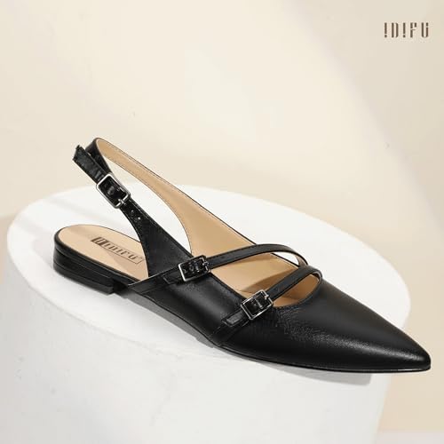IDIFU Women's Flat Shoes Pointed Toe Strappy Slingback Ballet Flats Wedding Office Work Bridal Formal Dress Shoes for Women Dressy Comfortable Cute Trendy Ladies Flats4
