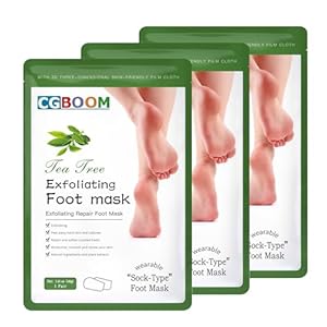 3 Pairs Foot Peel Mask, Tea Tree Foot Exfoliating Mask Socks Calluses Remover Dead Skin, Moisturizing Feet Peeling Mask for Dry Skin,Cracked Heels,Foot SPA Socks for Women and Men