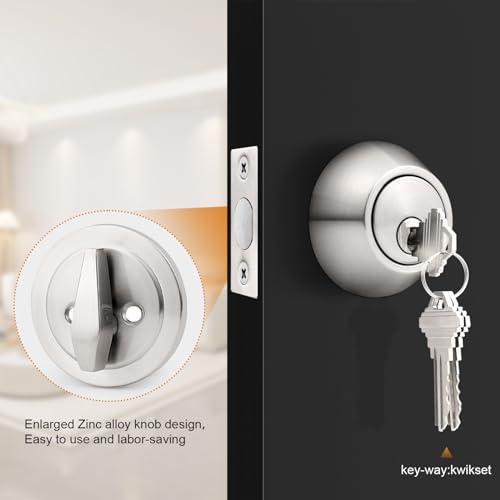 Probrico 3 Pack Satin Nickel Single Cylinder Deadbolt Lock Set, Keyed One Side Door Lock for Exterior and Interior Door, All Keyed Alike by Probrico - Image 4