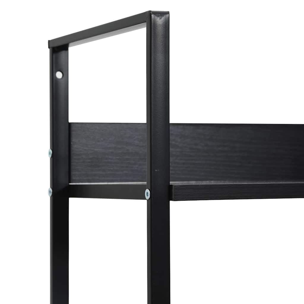 Libreria Scaffale 5 Ripiani Nero Legno Acciaio 60x27,6x158,5cm | Mobile espositore autoportante salvaspazio per soggiorno e veranda con struttura industriale e portata totale di 75 kg.