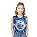 OOTBIN Boys Tank Tops Tie Dye Shirt Kids Sleeveless T Shirts Neon Blue Soccer Tees for 7-8 Years Girls