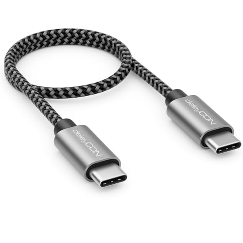 deleyCON 0,30m Cable USB C PD3.0 (Carga Rápida 60W) Cable de Carga Corto de 30cm - C a C - para iPhone 17 16 15 Pro Max Samsung S25 S24 S23 S22 Pixel iPad Pro MacBook Air Tablets Switch PS5