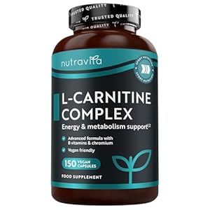 Nutravita L-Carnitine Complex – High Strength Capsules with Added Riboflavin, Biotin, Chromium, Vitamin D, B3 & B6 – Macronutrient & Energy Yielding Metabolism – 150 Vegan Capsules – Made in the UK