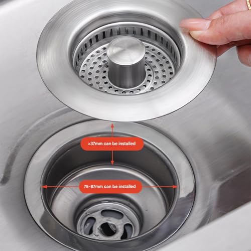 Colador para fregadero de cocina 3 en 1 de acero inoxidable miniatura 2