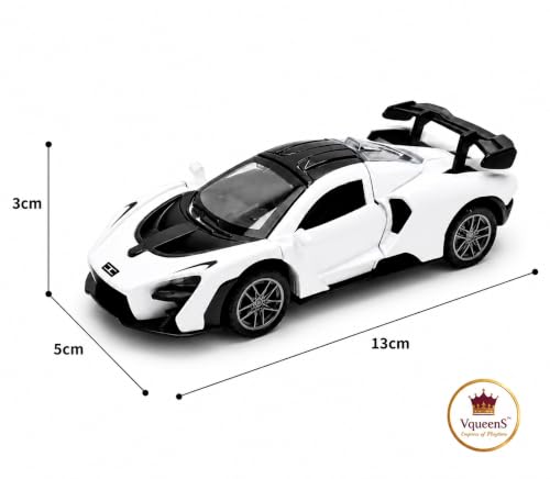 Image of VqueenS McLaren Senna Die Cast Metal Toy Car 1:36 Scale Pull Back Car with Openable Butterfly Doors, LED Lights & Sound Effects, Collectible Sports Racing Car for Kids & Adults (Random Colour)