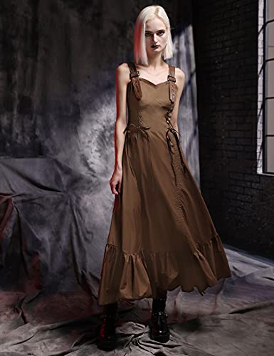 Scarlet Darkness Women Steampunk Costume Victorian Gothic High-Low Hem Ruffled Dress 2Xl Brown #TOP3