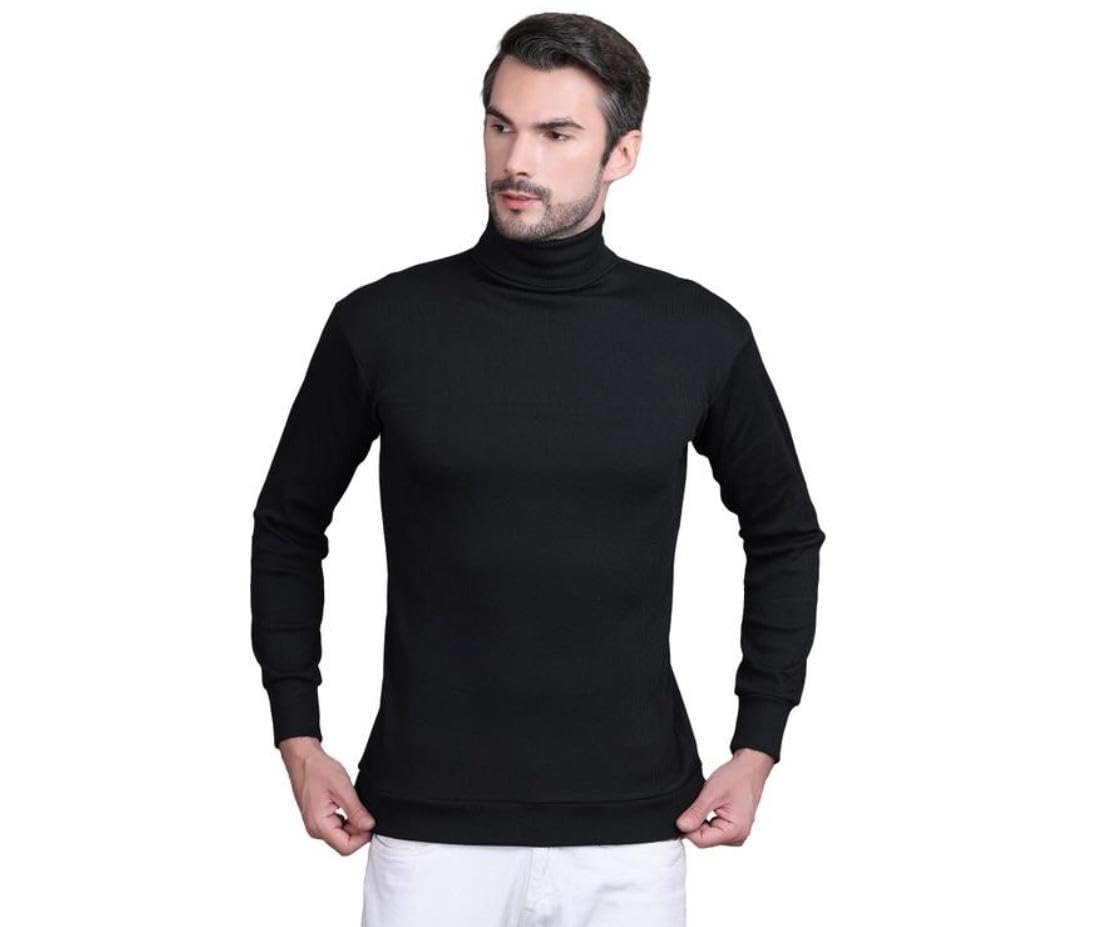 jackbuzz Men's High Neck Black Sweater – Sleek & Stylish Pullover-picture-0