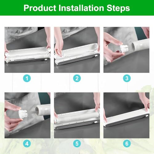 Frischhaltefolienschneider-Set, Magnetfolienschneider für Frischhalte- und Alufolie, Küchen-Grünfolienspender mit Gleitschneider