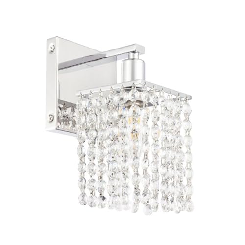 Aplique de pared retro E12 de cristal plateado con 1 cabezal para espejo de baño 1